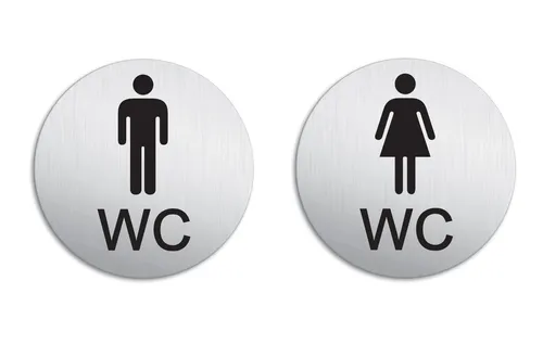 WC Toilettenschilder Schild Damen Herren Ø 100 mm 2er-Set Aluminium