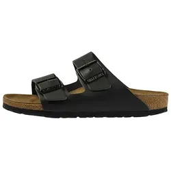 Birkenstock Classic Unisex-Erwachsene Arizona Pantoletten - Schwarz, 36 EU - Wanderschuhe mit außergewöhnlich hohem Tragekomfort, ausgestattet mit zwei Riemen und großen, individuell verstellbaren Dornschnallen aus Metall für optimale Anpassung.