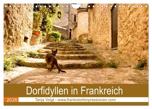 Dorfidyllen in Frankreich Wandkalender 2026 - Hochwertiger Wandkalender mit 12 traumhaften Motiven, Spiralbindung und FSC-zertifiziertem Papier. Ideal als Geschenk für Natur- und Architektur-Liebhaber.