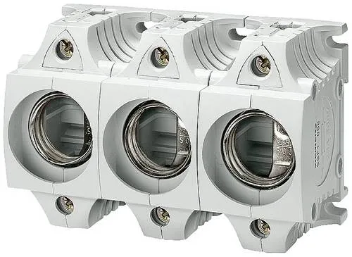 Siemens 5SF5068 Diazed-Sicherungssockel DII 25 A 500 V/AC - Sicherungen, 3-polig berührungsgeschützt, ideal für sichere elektrische Installationen mit Doppelfunktionsklemme und Rahmenklemme für 25A AC 500V.