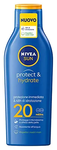 NIVEA Suncreme 20, feuchtigkeitsspendend, 200 ml, LSF 20, 48h schnell einziehend, wasserfest, Vitamin C und Hyaluronsäure angereichert