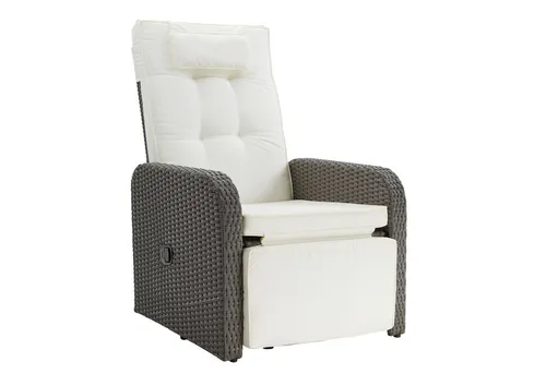 Mondeer Gartensessel Gartenstuhl (PE Rattan Liegesessel, 1 St), mit Verstellbarer Rückenlehne und 360° Drehbarem Fußkreuz, Eisengestell