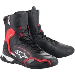 Alpinestars Superfaster Motorradschuhe schwarz/hellrot/weiß - Motorradstiefel mit antistatischer, öl- und benzinresistenter Sohle, ideal für Sicherheit und Komfort auf der Straße.