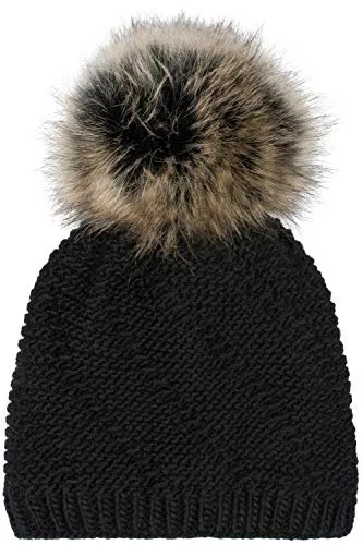 styleBREAKER Unisex Einfarbige Strick Bommelmütze - Warme Strickmütze mit feinem Strickmuster und Thermo-Fleece-Futter, perfekt für kalte Temperaturen. Der Kunstfell-Bommel sorgt für zusätzlichen Style und Komfort.