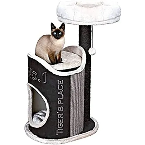 Kratzbaum Susana - Kuschelbett für Katzen - Katzen Kratzbaum mit gepolstertem Rand und Sisal Plüsch, ideal für gemütliche Stunden und Kratzvergnügen. Grundfläche: 54 × 44 cm.