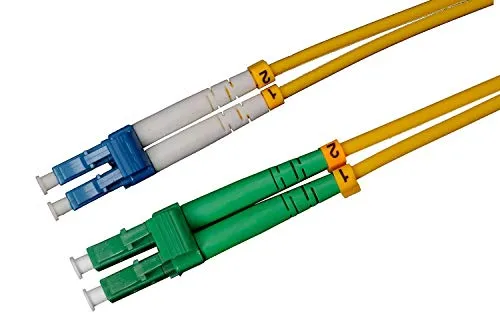 CONBIC LWL Glasfaser-Kabel – 1m OS2 gelb, LC/APC auf LC/UPC Stecker, Duplex 9/125 Patchkabel Glasfaser – Lichtwellenleiter 1 Meter