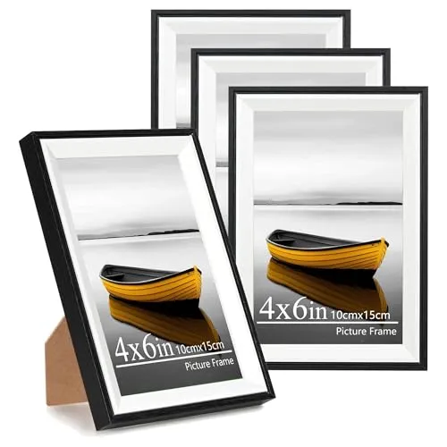 Baoee 10x15cm Schwarz Weiß Zweifarbiger Bilderrahmen,4 Stück,Fotorahmen mit Acrylglas,Picture Frame für Fotos, Bilder, Poster