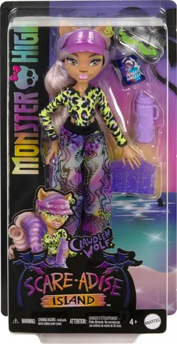 Scare-adise Island Clawdeen Doll - Puppen: Clawdeen Wolf im trendigen Strandoutfit für einen tollen Urlaub auf Scare-adise Island, ideal als Geschenk für Kinder ab 4 Jahren!