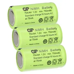 GP GP75AAH Akku 2/3AA Mignon NiMH Akku 1,2V 750mAh 3 x