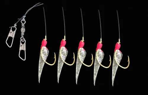 Jenzi Fischhaken, Haken Gr. 10, 5 Stück, Schwarz, Nadelspitze, Fischhaut (Fish skin), J-Haken