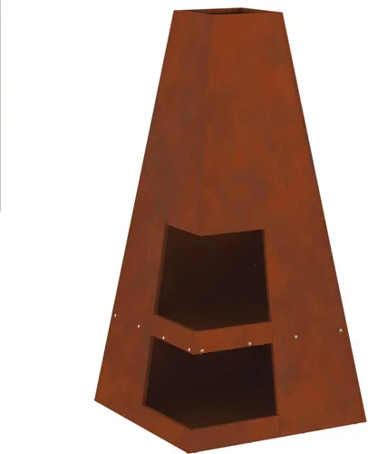 vidaXL Kegelförmige Feuerstelle mit Holzlager 50x50x100 cm aus Cortenstahl - Feuerstellen für draußen, stilvolle und rustikale Gestaltung mit wetterfestem Stahl – ideal für gemütliche Abende im Garten.