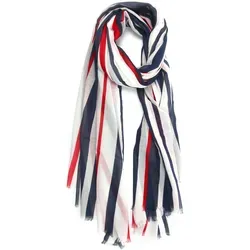 Schal Cannes breit, maritimer Streifenlook 100cm x 180cm in weiß von collezione alessandro