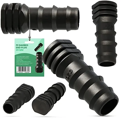 PE-Rohr Endkappe 20mm Endstück Steckverbinder Garten Bewässerung Endstopfen Stecker Verschluss für Tropfschlauch Perlschlauch Schläuche Wasserrohr Verbinder Garten Wasserleitung Stecksystem