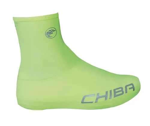 Chiba Rennrad Überschuh neongelb - Größe M, atmungsaktiv und leicht - Die Chiba Rennrad Überschuhe in neongelb bieten Wetterschutz und eine perfekte Passform für Rennradfahrer. Atmungsaktives Material sorgt für hohen Komfort und Sichtbarkeit im Straßenverkehr.