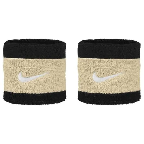 Nike Swoosh Wristbands GelenkBND Unisex aus Baumwolle und Silikon, Farbe: Black/Team Gold/White, Größe: One Size, N.000.1565.055.OS