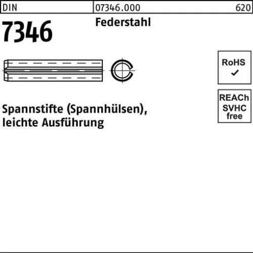 100er PACK(Stk) 007346000000060032 Spannstift DIN 7346 6 x 32 Federstahl leicht