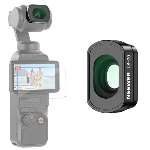 NEEWER 112° FOV 0,72X Weitwinkelobjektiv, kompatibel mit DJI Osmo Pocket 3 Creator Combo Zubehör, magnetisches mehrfach beschichtetes asphärisches Action Kameraobjektiv, 1x Displayschutzfolie, LS-70