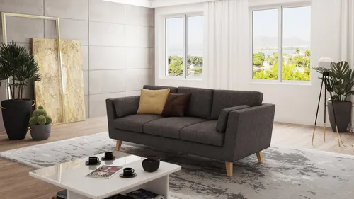 S-Style 3-Sitzer Sofa Angeles im skandinavischen Stil mit Holzfüßen - Elegantes 3-Sitzer Sofa mit Wellenfederung für optimalen Sitzkomfort. Der moderne skandinavische Stil und die Wahl der Bezugsfarbe machen es zum Blickfang in jedem Wohnzimmer.