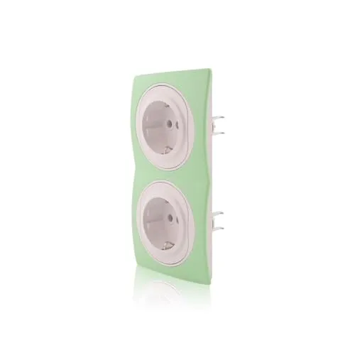 Intratec Nobilis Set 2er Rahmen & 2X Schuko Steckdose 16A/230V, Ø 60mm, 151x80mm vertikal Grün Wandmontage