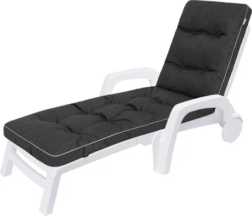 Hobbygarden Gartenliege Auflagen für Deckchair Polsterauflage für Sonnenliege - Liegenauflage Hugo 201 x 55 x 8 cm, Schwarz