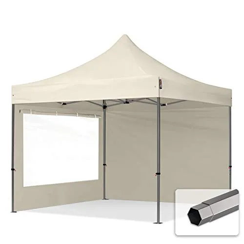 Faltzelt Faltpavillon 3x3m mit 2 Seitenteilen - PREMIUM Dach Partyzelt - Pavillons & Partyzelte: Robuster Faltpavillon mit 40 mm Stahlgestänge, ideal für Gastronomie und Catering. Schneller Auf- und Abbau dank Scherenmechanismus und 5-fach Höhenverstellung.