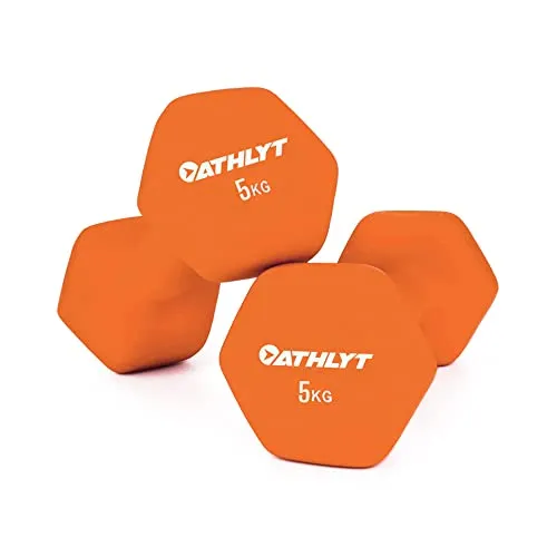 Athlyt Unisex's Neoprene Dip Dumbbell Orange, 2 x 5 kg | Dumbell set