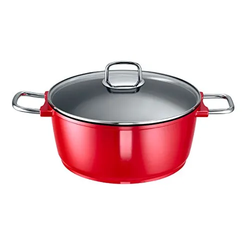 Schulte-Ufer 28 cm Antihaft Braiser, Rot - Pfannen mit hochwertiger Antihaftbeschichtung für fettfreies Kochen und einfache Reinigung, ideal für gesundheitsbewusste Köche.