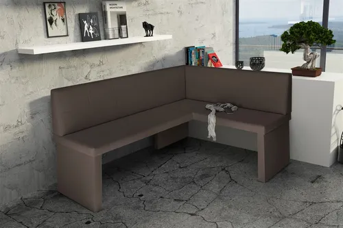 Eckbank Bank Küchenbank 168 x 128 cm  -ROBIN L -Kunstleder Braun