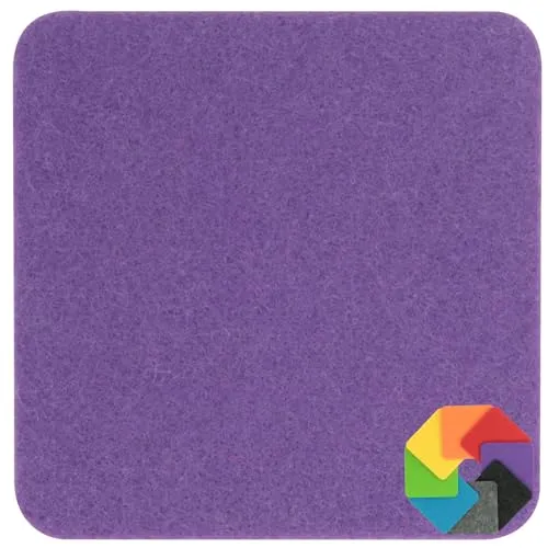 Design Filz Untersetzer eckig - 10x10cm in lila für Glas, Getränke, Bar, Tasse, Vase