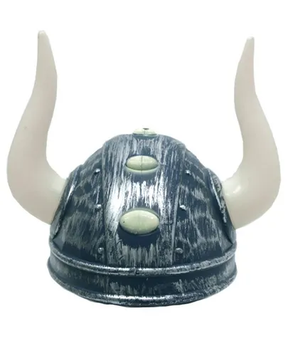 Karneval-Klamotten Kostüm Wikingerhelm grau mit Hörner lang, Wikinger-Helm für Erwachsene grau mit langen Hörnern Nordmann