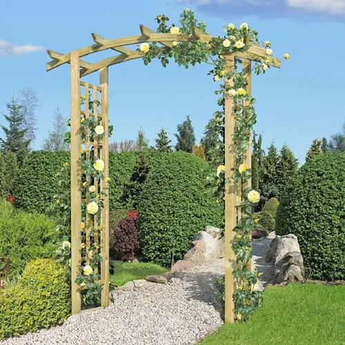 Gartenpirat Pergola Torbogen aus KDI Holz - Eleganter Holzbogen mit Rankgitter, ideal für die Begrünung im Garten. Maße: 160 x 72 x 210 cm, perfekt für Rosen und andere Kletterpflanzen.