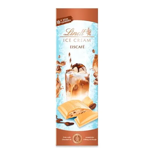 Lindt Schokolade Eiscafé |100 g Tafel | Weiße Schokolade mit aromatischer Eiscafé-Créme-Füllung | Kühl genießen | Schokoladentafel | Schokoladengeschenk