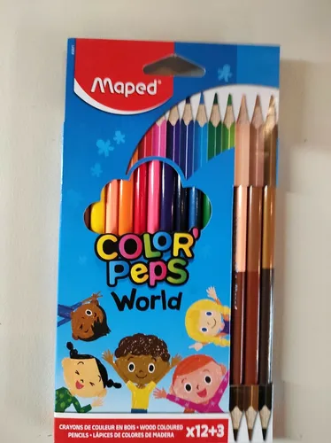 Maped Dreikant Buntstifte 12er plus 3 Duo Hautfarbe Farbstifte somit 18 Farben