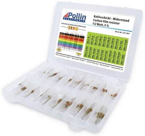 Pollin Widerstands Sortiment Kohleschicht 400 Stk., 0,5 W, 5% CRS400SE24W050