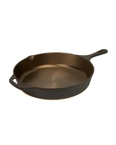 Bluecraft Pott & Flamme polierte Gusseisenpfanne bereits eingebrannt Induktion | ofenfest | Grillpfanne | Bratpfanne für alle Herdarten (Ø 26 cm)