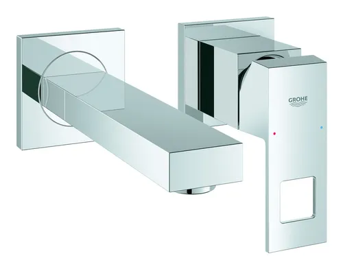 GROHE Eurocube 2-Loch-Waschtischbatterie - Wandmontage, chrom - Waschtischarmaturen mit modernem Design und luxuriöser Leistung, ideal für stilvolle Badezimmer und hohe Funktionalität.
