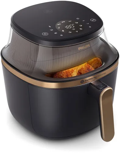 Philips Serie 3000 Airfryer NA342/00 - Schwarz - Fritteuse mit 7,2 Litern Fassungsvermögen und 16 Kochfunktionen für gesunde, knusprige Gerichte mit 90 % weniger Fett dank RapidAir Plus Technologie.