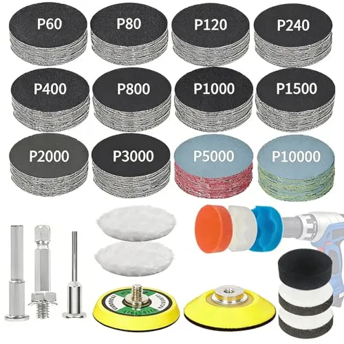 VPAFPEKG 193 Stück Polieraufsatz Akkuschrauber, 50mm Scheinwerfer Aufbereitung Set, Scheinwerfer Polierset Polieraufsatz, Poliermaschine Auto Politur Set, Polierschwamm Polierpad für Metall Holz Glas