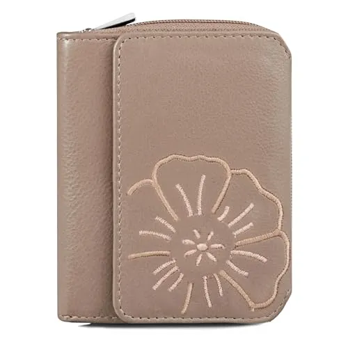 Branco Große Geldbörse, Elegantes Portemonnaie Größe L für Damen, Echt-Leder, Beige-Taupe, 29742