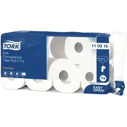 TORK Toilettenpapier T4 Premium Soft 3-lagig - 72 Rollen, höchster Komfort und effiziente Nutzung für Zuhause und Büro