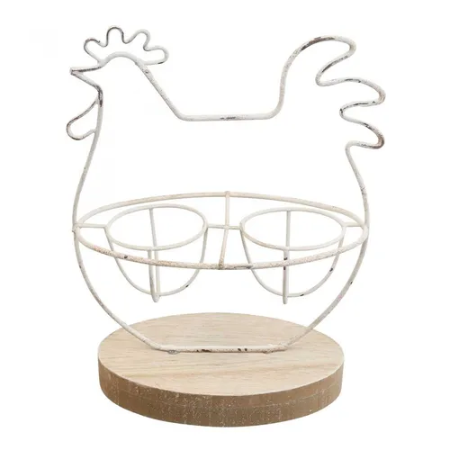 Deko Huhn Tischdeko Ostern Eierständer Metall 16x8,5x20cm Shabby Chic
