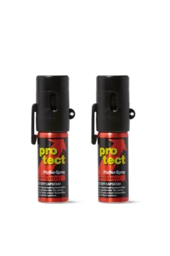 2X Pfefferspray Protect Anti-Dog 15ml Breitstrahl mit seitlichem Clip Tierabwehrspray zur Selbstverteidigung