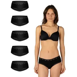 Elsie Panty mit Spitze Unterhosen Damen Slip - Stretch Baumwolle (Packung, 5-St., 5er-Packung) unsichtbar unter deiner Kleidung - Frauen Unterwäsche Hipster Short schwarz M