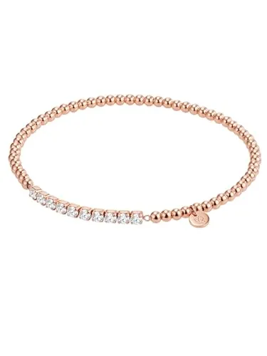 GLANZSTÜCKE MÜNCHEN Damen Armband 925/- Sterling Silber rosévergoldet - Armbänder für Damen, funkelndes Design mit 14 Karat Zirkonia, elastisch und perfekt für jeden Anlass – ideal als Geschenk in schöner Schmuckverpackung.