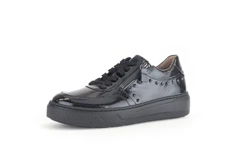 Gabor Damen Low-Top Sneaker, schwarz, 40.5 EU - Damen-Sneaker aus hochwertigem Rauleder und Glattleder, mit flacher Leichtzellsohle für optimalen Komfort und Stil im Alltag.