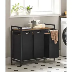 VASAGLE Wäschekorb mit 3 Fächern, Vintagebraun-Schwarz in schwarz von SONGMICS