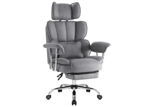 Intimate WM Heart Chefsessel Ergonomischer Bürostuhl, Höhenverstellbar Schreibtischstuhl (Gaming Stuhl mit dickem Kissen), Stoff Drehstuhl mit Kopfstützte und Fußstütze