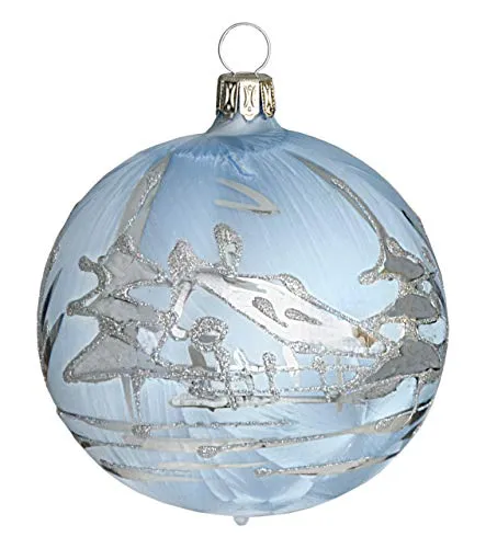 Jingle Bells Lauscha Baumschmuck eisblau 5cm Kugel 6 Stück per Box