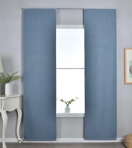 Gardinenbox 2er Set »München Dark«, 100% Verdunkelung - Schiebevorhänge mit dreilagiger Bindung für komplette Lichtundurchlässigkeit. Elegantes Fischgrätmuster in Blau, ideal für stilvolle Raumverdunkelung.