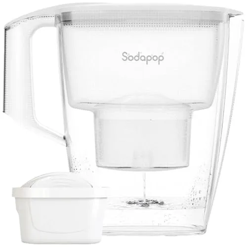 Sodapop Wasserfilter-Kanne Selina weiß inkl. 1x Filterkartusche, 3L Kapazität, spülmaschinengeeignet